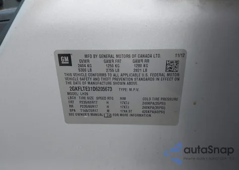 2013 GMC Terrain Sle-2 из США, поврежденный, VIN 2GKFLTE31D6205673